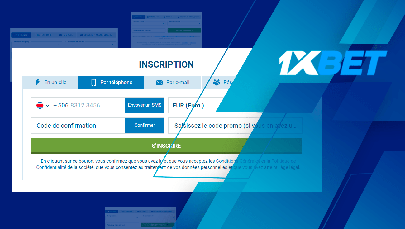 par téléphone-1xbet