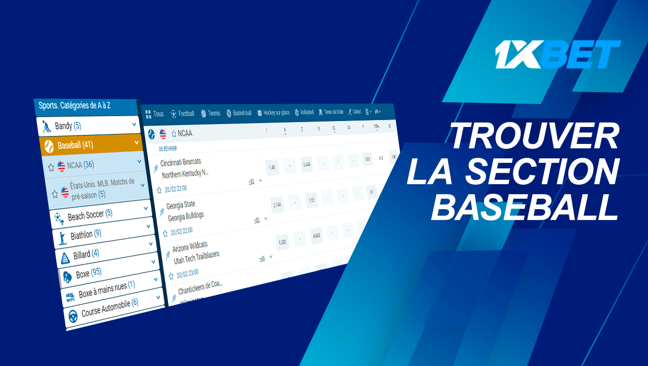 Trouver la section baseball