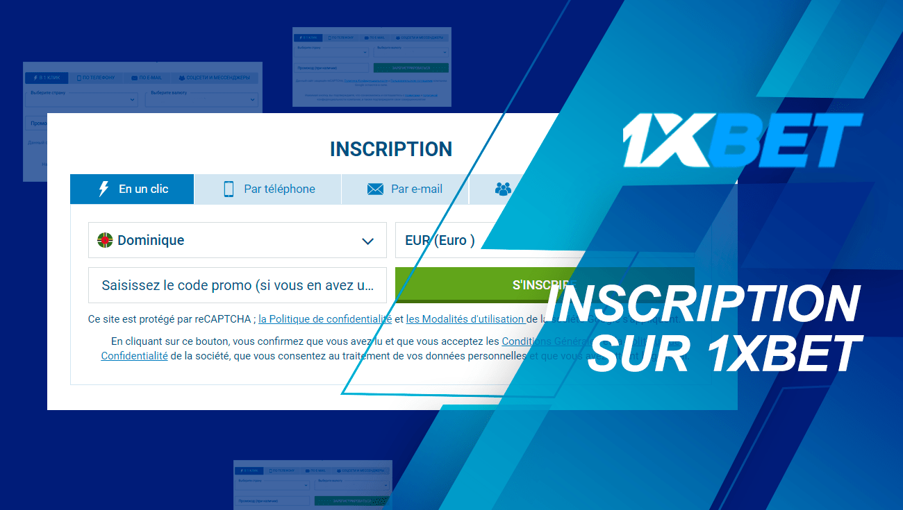 inscription sur 1xbet